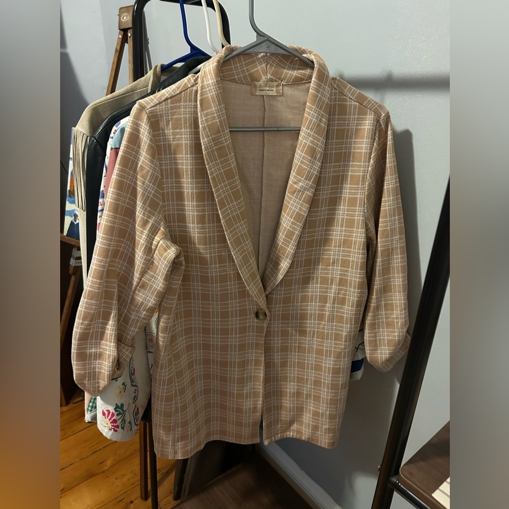 Altar'd State Beige Plaid Blazer